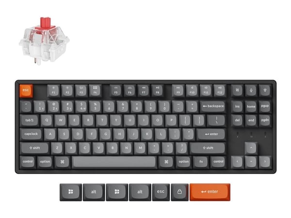 Keychron K8 MAX - Tastatur - QMK, mekanisk - 80% - TKL - belyst - trådløs - USB-C, Bluetooth 5.1, 2.4 GHz - QWERTY - Nordisk - tastsvitsj: Keychron...