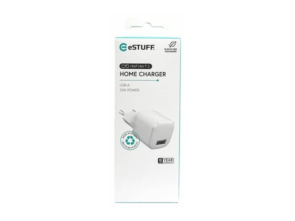 eSTUFF INFINITE - Strömadapter - 12 Watt - 2.4 A (USB) - vit