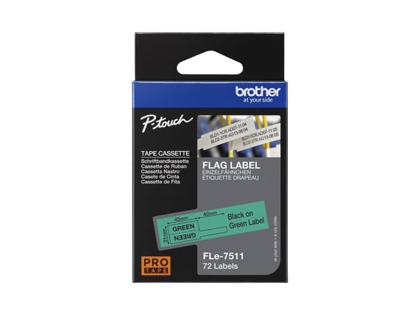 Brother - Polyester - sort på grønt - 21 x 45 mm 72 etikett(er) (1 rull(er) x 72 stanseskårne etiketter - for P-Touch PT-D800W
