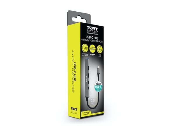 Port Designs 900163, USB Type-C, USB Type-C, 5000 Mbit/s, hopea, alumiini, 100 W