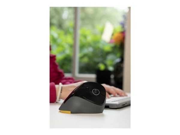 Bakker Elkhuizen PRF - Vertikal mus - ergonomisk - høyrehendt - 6 knapper - trådløs - 2.4 GHz - USB trådløs mottaker - svart, mørk grå - kartongboks