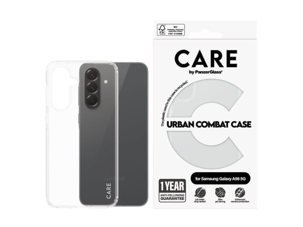CARE by PanzerGlass Urban Combat - Baksidedeksel for mobiltelefon - med klar ramme - termoplast-polyuretan (TPU), polykarbonat (PC) - gjennomsiktig...