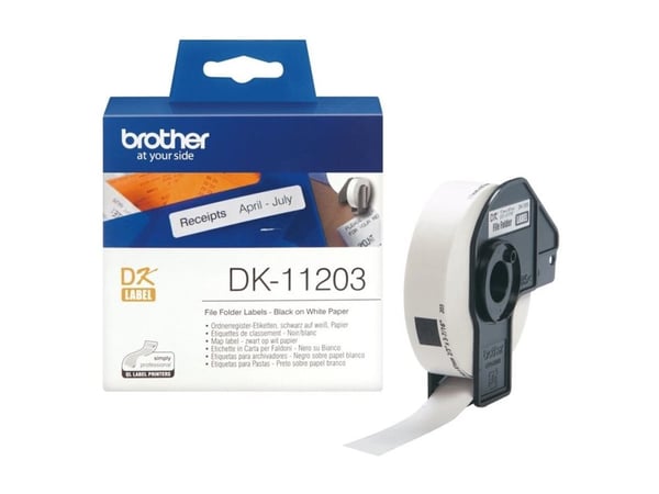 Brother DK-11203 - Svart på hvitt - 17 x 87 mm 300 etikett(er) (1 rull(er) x 300 filmappeetiketter - for Brother QL-1050, QL-500, QL-550, QL-560, Q...