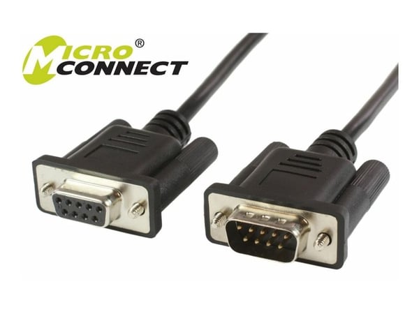MicroConnect - Seriellforlengelseskabel - DB-9 (hann) til DB-9 (hunn) - 3 m - svart