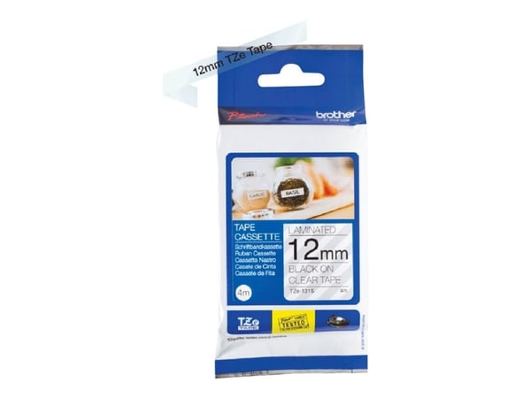 Brother TZe-131S - Svart på transparent - Rull (1,2 cm x 4 m) 1 kassett(er) laminert teip - for Brother PT-D210, D600, H110; P-Touch PT-1005, D450,...