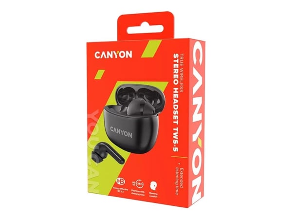 Canyon TWS-5 - True wireless-hodetelefoner med mikrofon - i øret - Bluetooth - svart