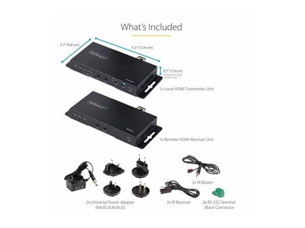 Startech 4K HDMI over Fiber Extender Kit, 4K 60Hz up to 3300ft/1km (Single Mode) or 1000ft/300m (Multimode) LC Fiber Optic, HDR/HDCP, Audio/RS232/I...