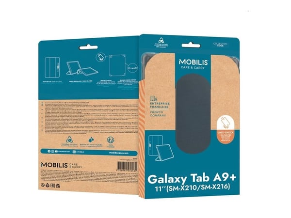 Mobilis EDGE - Lommebok for nettbrett - med folio og forsterkede hjørner - svart, gjennomsiktig - for Samsung Galaxy Tab A9+