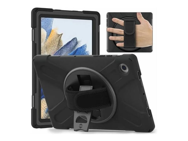 eSTUFF CHICAGO - Baksidedeksel for nettbrett - with screen protector - polykarbonat, silikon - svart - 10.5" - for Samsung Galaxy Tab A8