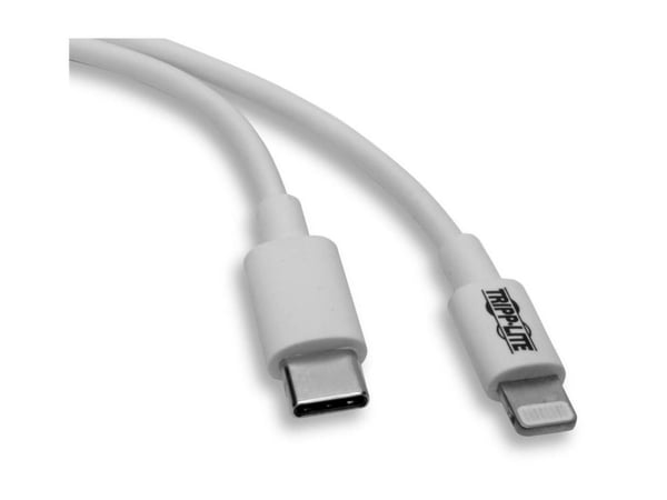 Tripp Lite M102-003-WH, 0,9 m, Lightning, USB C, Uros, Uros, Valkoinen