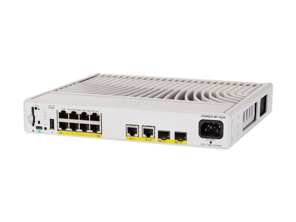 Cisco Catalyst C9200CX-8P-2X2G-A, Hallittu, L2/L3, Gigabit Ethernet (10/100/1000), Täysin kaksipuolinen, Power over Ethernet -tuki, Telineasennus
