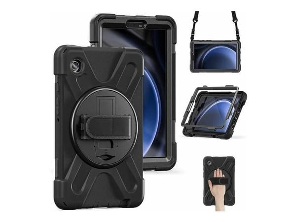 eSTUFF AUSTIN - Baksidedeksel for nettbrett - polykarbonat, silikon - svart - for Samsung Galaxy Tab A9+