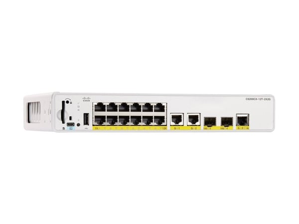 Cisco C9200CX-12T-2X2G-A, Hallittu, Gigabit Ethernet (10/100/1000), Power over Ethernet -tuki, Telineasennus