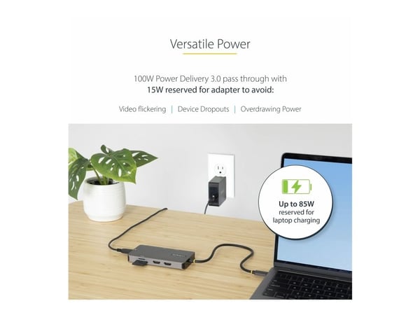 Startech USB C Multiport Adapter, Dual HDMI Video, 4K 60Hz, 2-Port 5Gbps USB-A Hub, 100W Power Delivery Charging, GbE, SD/MicroSD, USB Type-C Mini ...