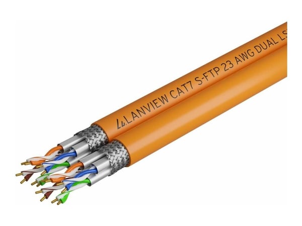 Lanview - Samlet kabel - 500 m - 7.6 mm - S/FTP - CAT 7 - halogenfri, rund, solid, retractable (on reel), 10 Gigabit Ethernet - oransje