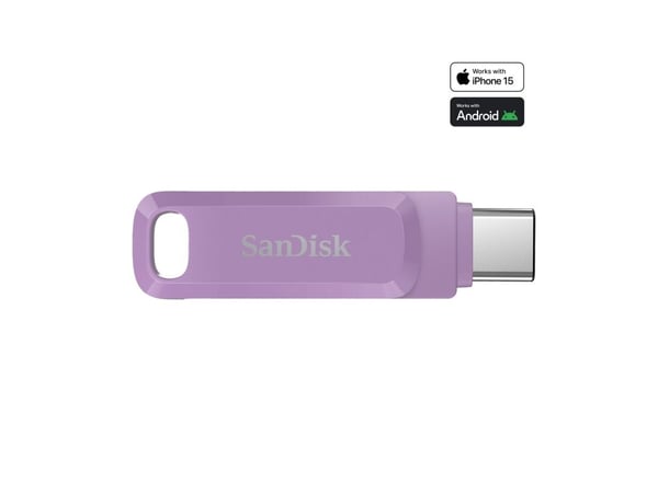 SanDisk Ultra Dual Drive Go - USB-flashstasjon - 512 GB - USB 3.2 Gen 1 / USB-C - lavendel