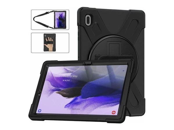 eSTUFF AUSTIN - Baksidedeksel for nettbrett - polykarbonat, silikon - svart - for Samsung Galaxy Tab S7 FE, Tab S7+, Tab S8+, Tab S9 FE+, Tab S9+