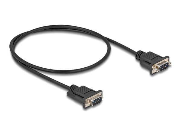 Delock - Seriell kabel - DB-9 (hann) med mutre til DB-9 (hann) with screws - 300 V - 50 cm - narrow plug housing - svart