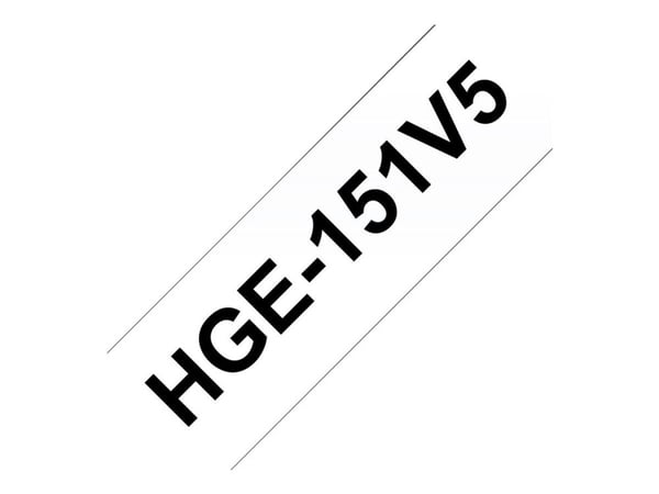 Brother HGE-151V5 - Svart på blank - Rull (2,4 cm x 8 m) 5 kassett(er) laminert teip - for P-Touch PT-9500pc, PT-9800PCN