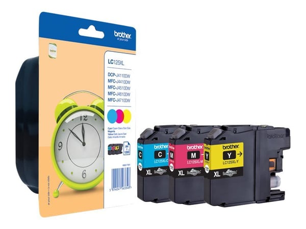 Brother LC125XLRBWBP, 1200 sivua, 3 kpl, Monipakkaus