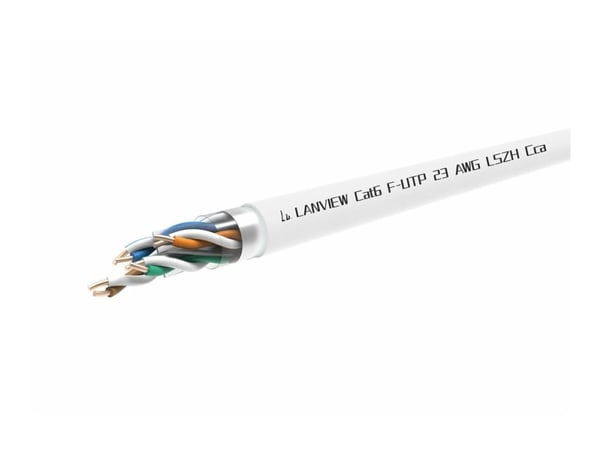 Lanview - Samlet kabel - 500 m - 6.3 mm - foliebelagt uskjermet tvinnet kabelpar (F/UTP) - CAT 6 - halogenfri, rund, solid, 10 Gigabit Ethernet - hvit