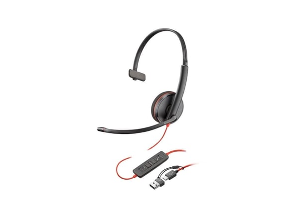 HP Poly Blackwire 3210 - Blackwire 3200 Series - hodesett - on-ear - kablet - USB-C - svart - UC-sertifisert