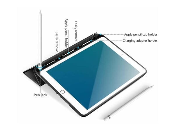 eSTUFF - Skjermdeksel for nettbrett - polyuretanlær, termoplast-polyuretan (TPU) - svart - 7.9" - for Apple iPad mini (6. generasjon)