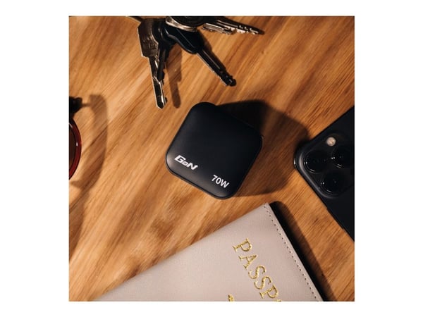 Verbatim - Strømadapter - GaN - 70 watt - 5 A - PD 3.0, PD/PPS, QC 4.0 - 3 utgangskontakter (2 x USB-C, USB)