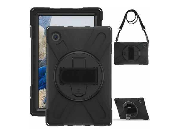 eSTUFF CHICAGO - Baksidedeksel for nettbrett - with screen protector - polykarbonat, silikon - svart - 10.5" - for Samsung Galaxy Tab A8