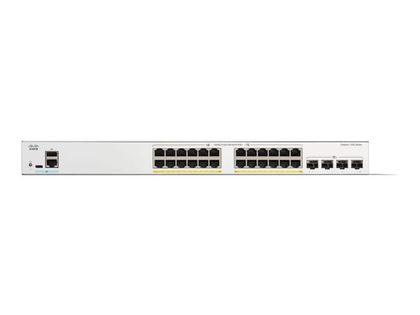 Cisco Catalyst 1300-24FP-4X - Switch - L3 - Styrt - 24 x 10/100/1000 (PoE+) + 4 x 10 Gigabit SFP+ - rackmonterbar - PoE+ (375 W)