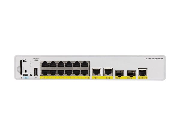Cisco C9200CX-12T-2X2G-A, Hallittu, Gigabit Ethernet (10/100/1000), Power over Ethernet -tuki, Telineasennus