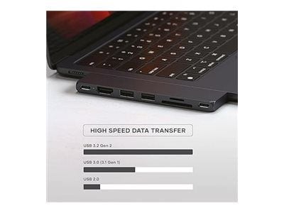 Satechi ST-HUCPHSD, Telakointi, USB 3.2 Gen 2 (3.1 Gen 2) Type-C, 100 W, 1.4/2.3, Musta, Midnight