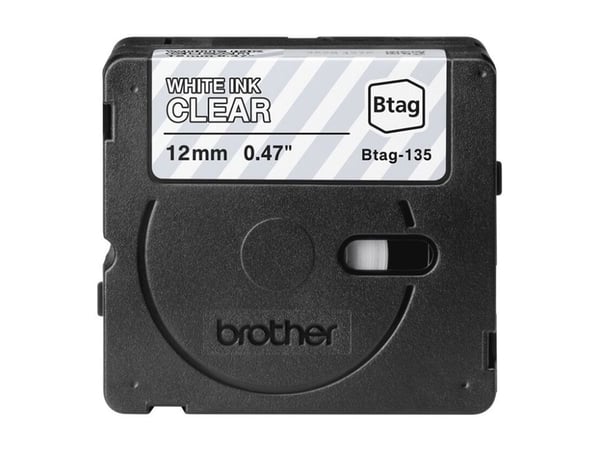 Brother BTAG-135, Valkoinen läpinäkyvällä, Filippiinit, 5 vuosi/vuosia, Brother, P-touch PT-N10, PT-N20, PT-N25BT, 1,2 cm