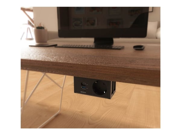 Pistorasia DELTACO OFFICE, työpöydän alle, kulma, 1x21W A+C USB-lataus, GST18-kaapeliliitin / GT-1101 / 1902243