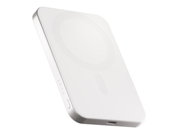 ZENS Pro 1 - Trådløs nødlader - slank - 5000 mAh - 15 watt - på kabel: USB-C - hvit