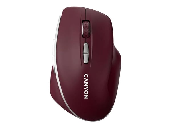 Canyon MW-21 - Mus - ergonomisk - with "Blue LED" sensor - högerhänt - optisk - 7 knappar - trådlös - 2.4 GHz - trådlös USB-mottagare - vinröd