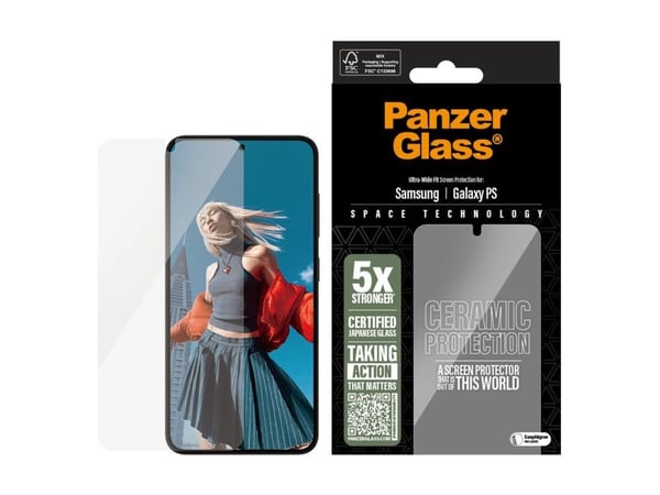 PanzerGlass Ceramic Protection - Skjermbeskyttelse for mobiltelefon - ultrabred passform - glass - for Samsung Galaxy S25 Edge