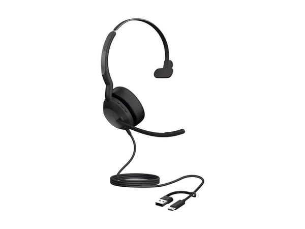 Jabra Evolve2 50 MS Mono - Hodesett - on-ear - kablet - aktiv støydemping - USB-C, USB-A - Certified for Microsoft Teams