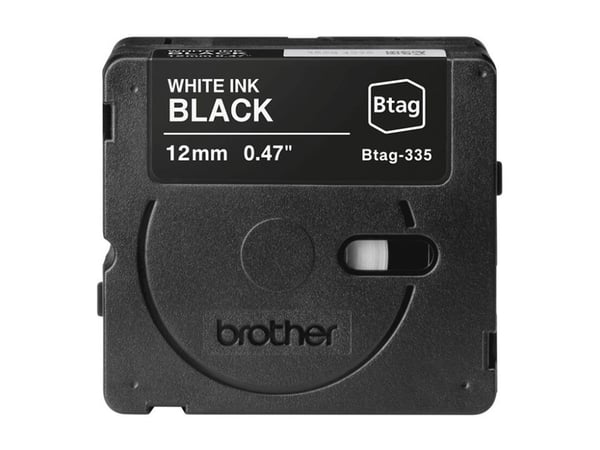 Brother BTAG-335, valkoinen mustalla, Brother, P-touch PT-N10, PT-N20, PT-N25BT, 1,2 cm, 4 m, 45 mm
