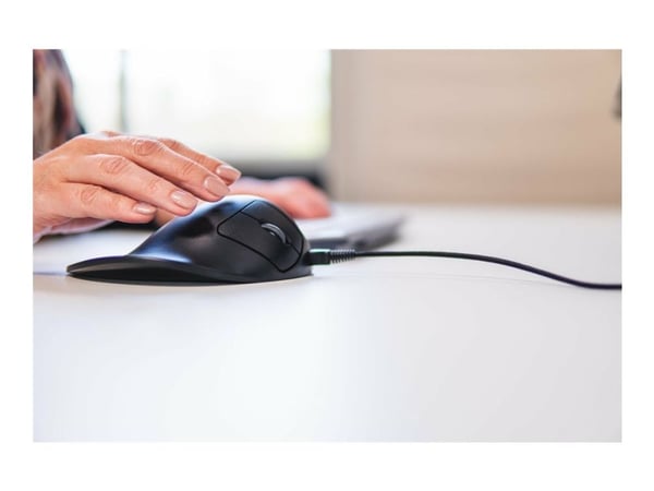 Bakker Elkhuizen Hippus large - Mus - høyrehendt - 2 knapper - kablet - USB - svart