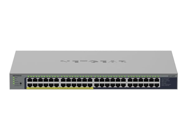 NETGEAR GS748PP - Switch - ohanterad - 24 x 10/100/1000 + 24 x 10/100/1000 (PoE+) - skrivbordsmodell, väggmonterbar - PoE+ (380 W)