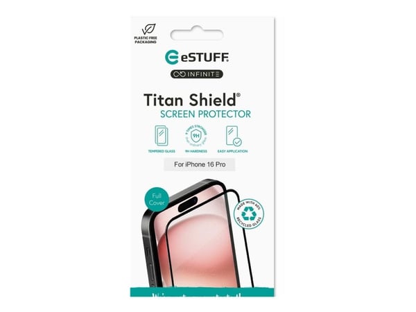 eSTUFF ES501423, Apple, iPhone 16 Pro, Ridseresistentti, Splintfri, läpinäkyvä, 1 stk