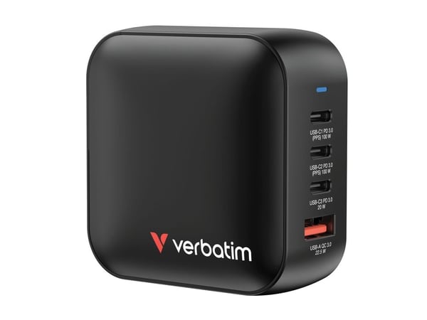 Verbatim Mini GaN Charger 100W, Sisätila, AC, musta