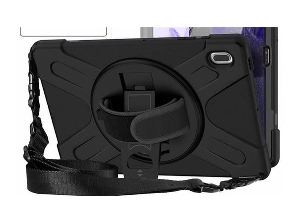 eSTUFF AUSTIN - Baksidedeksel for nettbrett - polykarbonat, silikon - svart - for Samsung Galaxy Tab S7 FE, Tab S7+, Tab S8+, Tab S9 FE+, Tab S9+