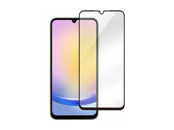eSTUFF Titan Shield - Skjermbeskyttelse for mobiltelefon - full deksel - glass - rammefarge svart - for Samsung Galaxy A25