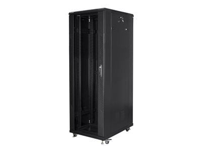 Lanberg FF01 series - Rack skåp - 800 x 800, flat pack - med 4 kylfläktar - fristående, golvstående - svart, RAL 9004 - 47U - 19"