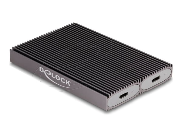 Delock ekstern USB Type-C Dual Combo-kabinett for 2 x M.2 NVMe PCIe eller SATA SSD - uten verktøy