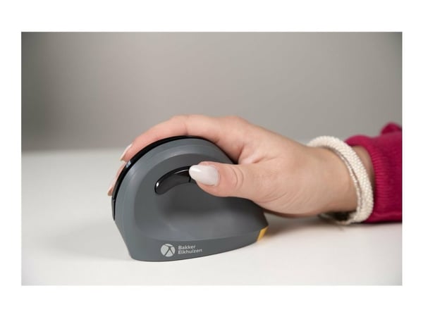 Bakker Elkhuizen PRF - Vertikal mus - ergonomisk - høyrehendt - 6 knapper - trådløs - 2.4 GHz - USB trådløs mottaker - svart, mørk grå - kartongboks