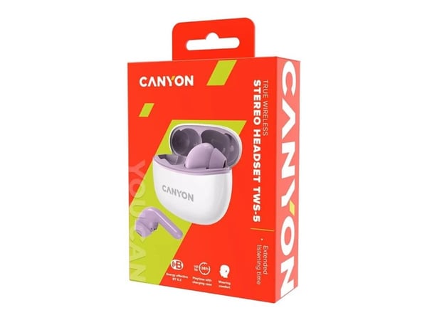 Canyon TWS-5 - Ægte trådløse øretelefoner med mik. - i øret - Bluetooth - lilla