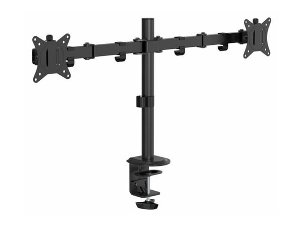 eSTUFF - Monteringssett (skrivebordsklemmemontering, kausemontering, 2 quick release VESA plates) - for 2 LCD-skjermer - office - stål, plastikk - ...